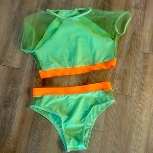 Green and orange bathing suit 2 piece
